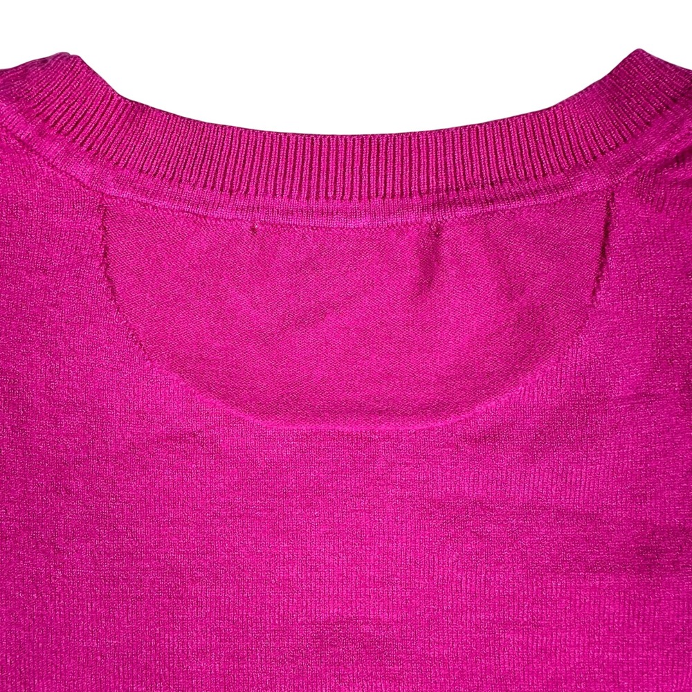 Free Assembly Womens Hot Pink Crewneck Ribbed Cuff Knit Sweater Puff Sleeve XL - Picture 6 of 8